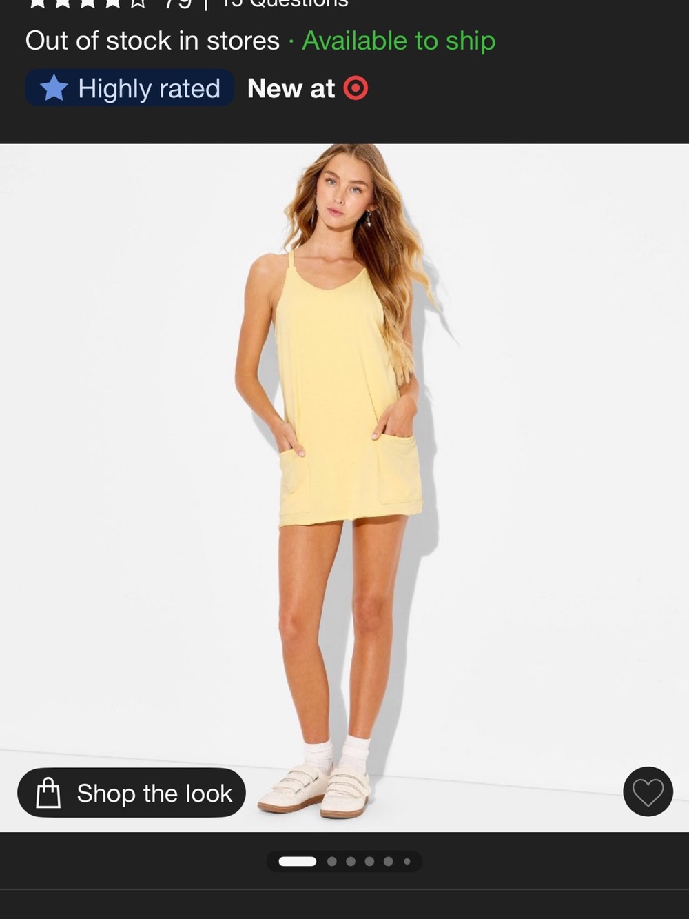 LG Light Yellow Sleeveless Pocket Mini Dress